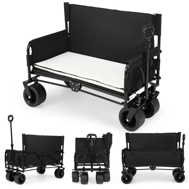 2-in-1 Wagon Bench Seat Combo Collapsible Beach Cart