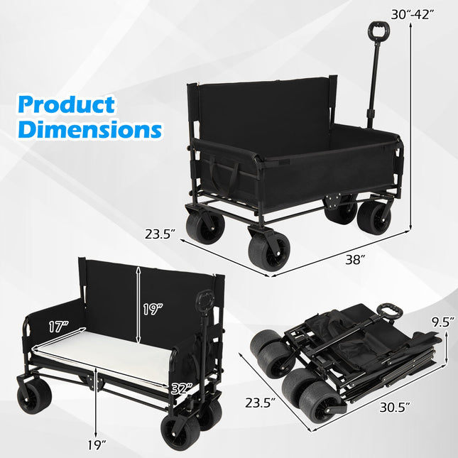 2-in-1 Wagon Bench Seat Combo Collapsible Beach Cart