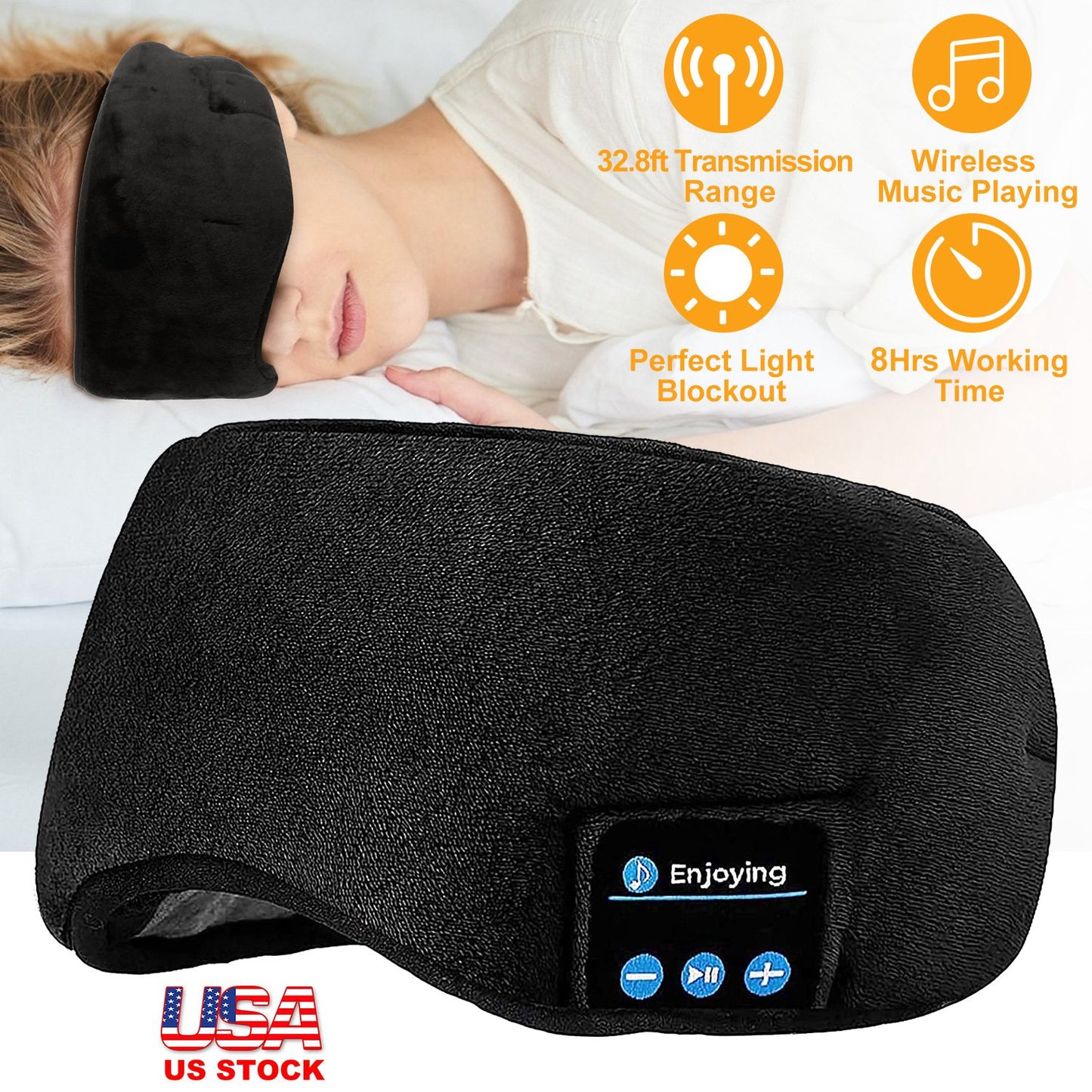 Sleep Eye Mask Wireless Headphones Adjustable Hands-free Skin Friendly Cotton Mask Headsets w/ Speakers Microphone Washable For Insomnia Travel