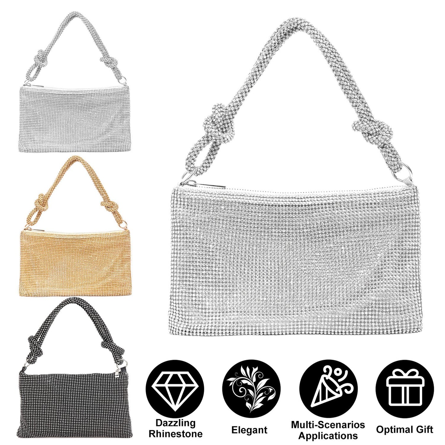 Women Glitter Evening Bags Shiny Rhinestone Lady Handbag Purses for Parties Wedding Cocktail