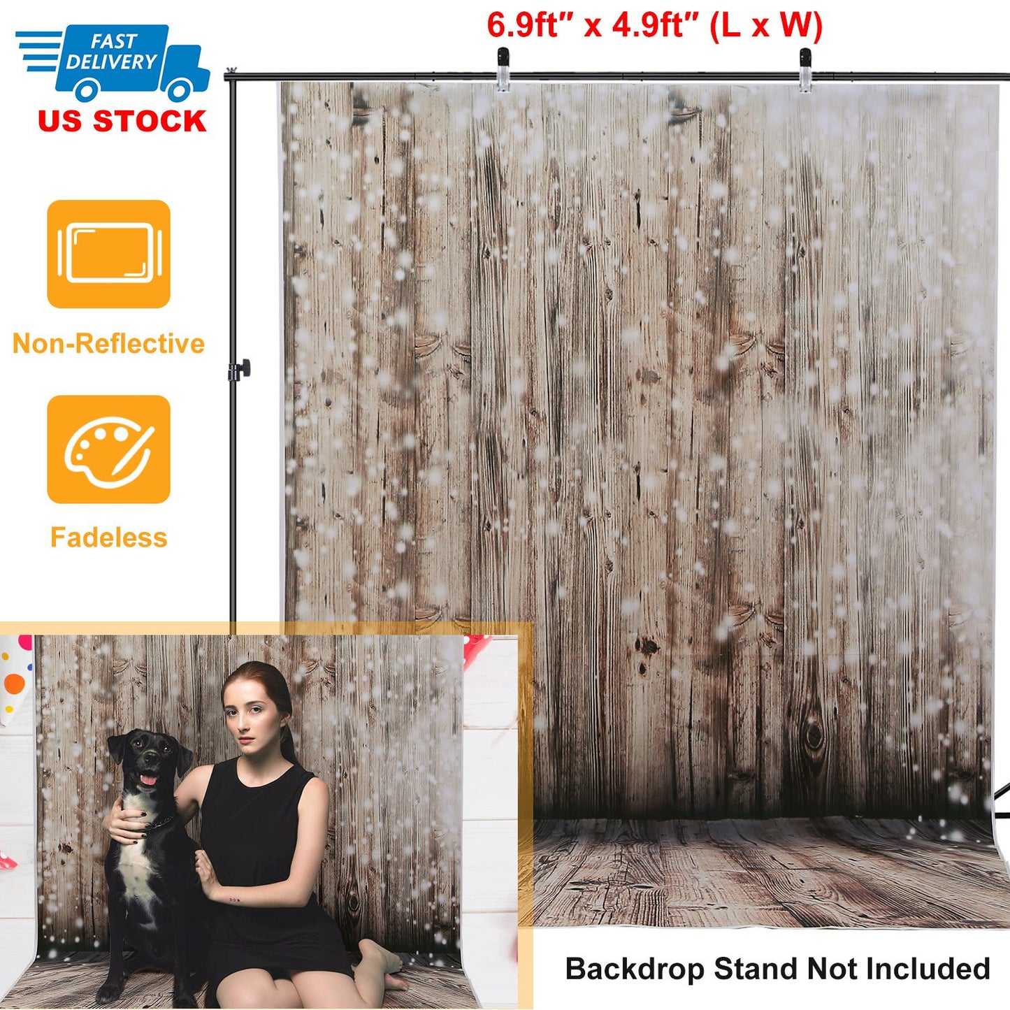 5x7FT Wooden Floor Photo Backdrops Wood Wall Rustic Photography Background for Studio Birthday Party Events Decoration