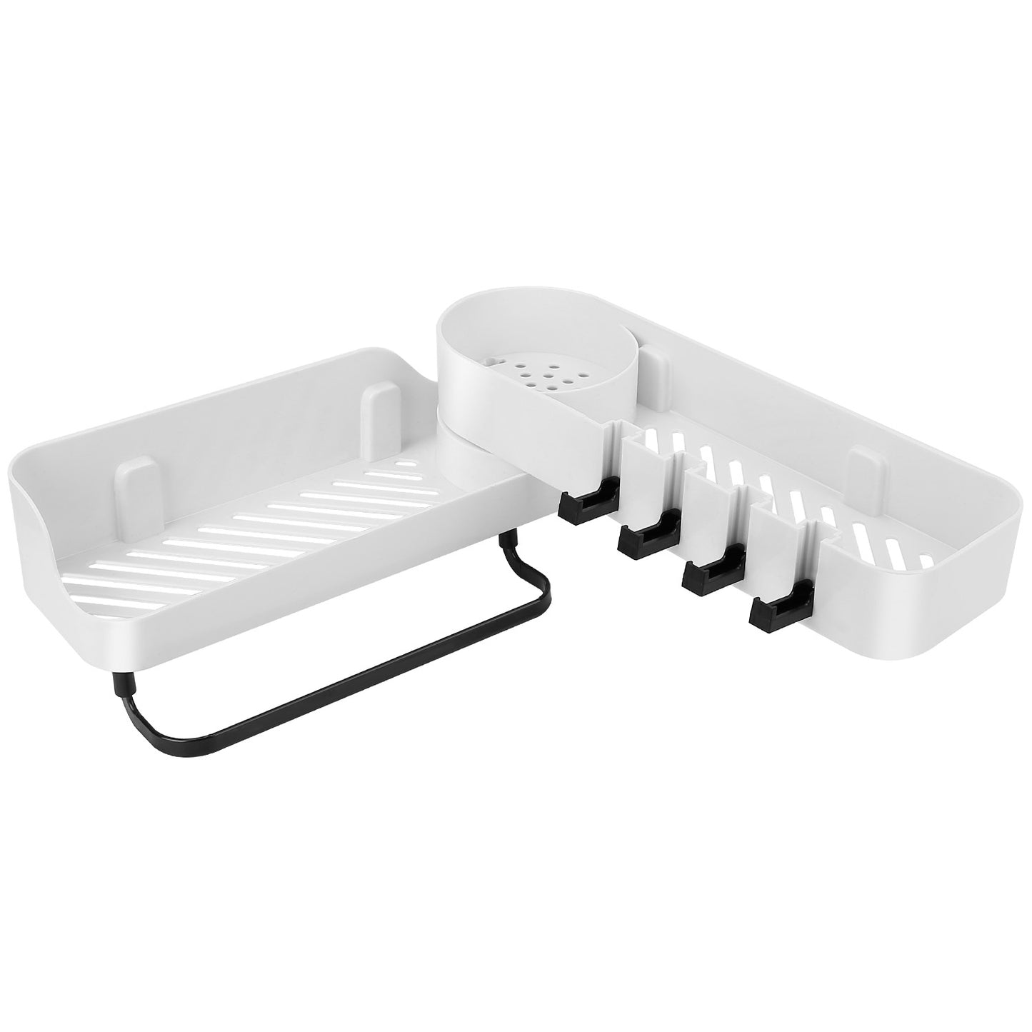 180¡ Rotatable Bathroom Corner Caddy Shelf No Drilling Wall-Mounted Storage Rack for Toiletries