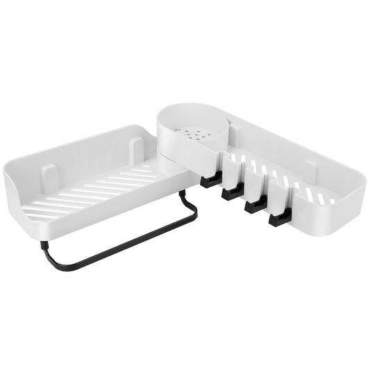 180¡ Rotatable Bathroom Corner Caddy Shelf No Drilling Wall-Mounted Storage Rack for Toiletries
