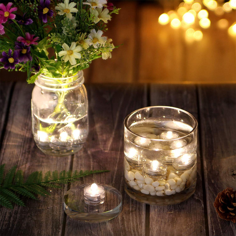3Pcs Submersible LED Tea Lights Waterproof Candle Lights Battery Operated Decor Lamp