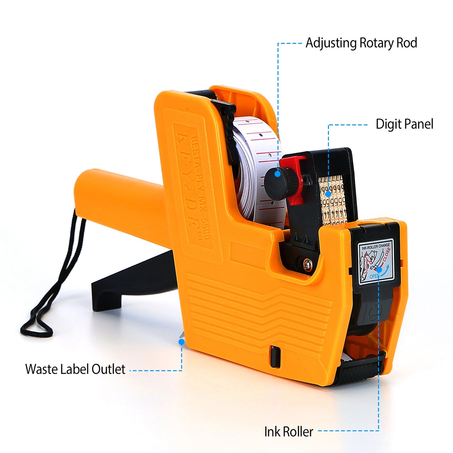 8 Digits Price Numerical Tag Gun Price Label Marker Tagger MX-5500 w/ Sticker Labels Refill Ink for Office Supermarket Retail Shop Grocery Store