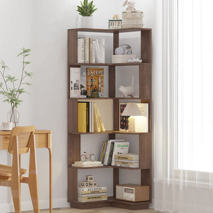 6-Tier L-Shaped Corner Bookshelf with Anti-Tip Safety Kit