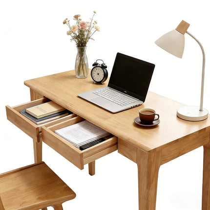 Solid Wood Desk with Drawers for Home Office