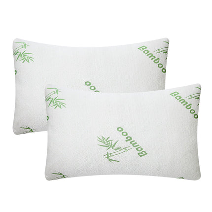 2Pcs Bamboo Memory Foam Pillow Hypoallergenic Bed Pillow For Head Neck Rest Sleeping Shredded Pillow Washable Cover Queen Size Pillow