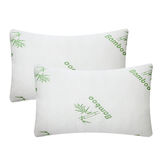 2Pcs Bamboo Memory Foam Pillow Hypoallergenic Bed Pillow For Head Neck Rest Sleeping Shredded Pillow Washable Cover Queen Size Pillow