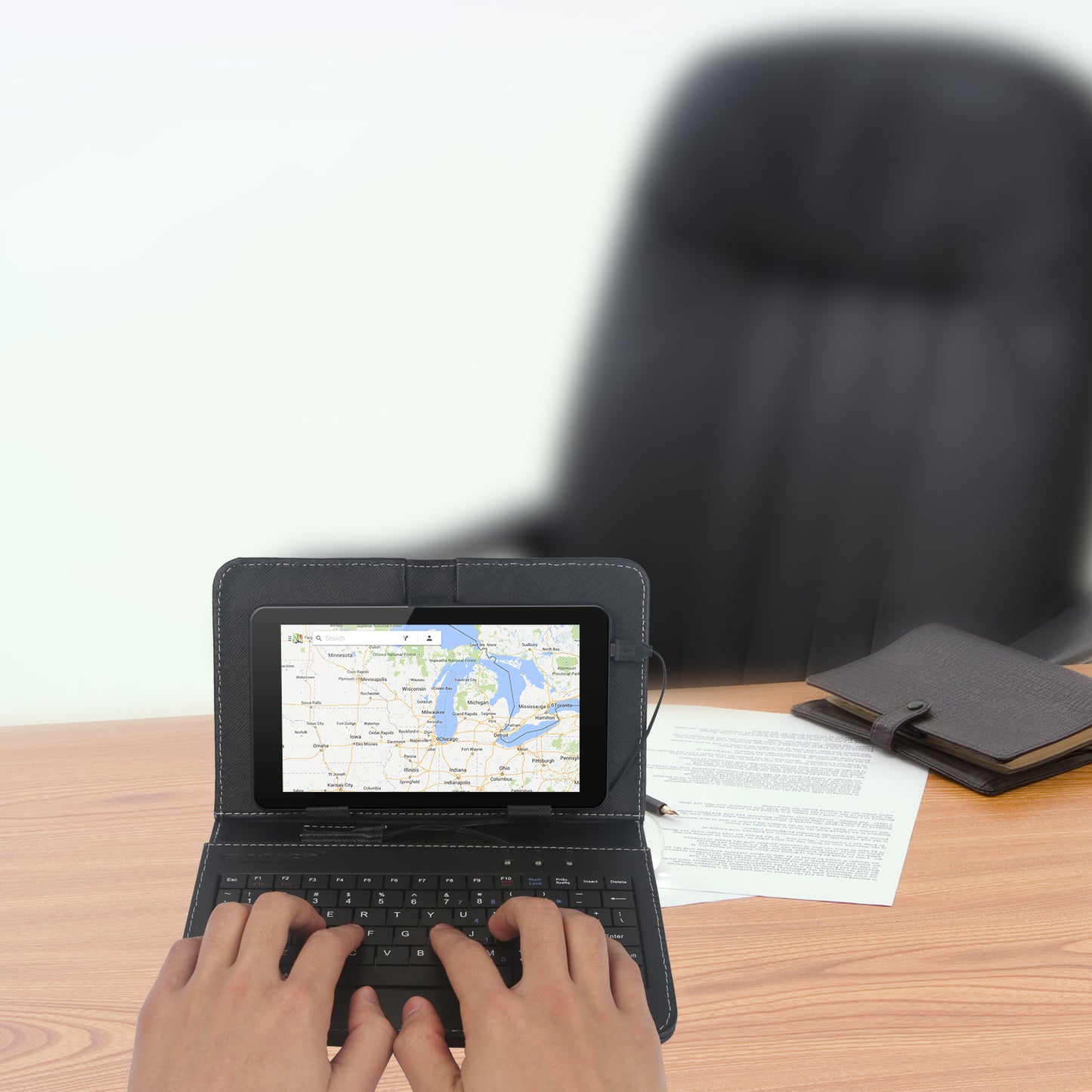 KOCASO Generic USB Keyborad & Leather Case Cover for MX780 Tablet PC in Black