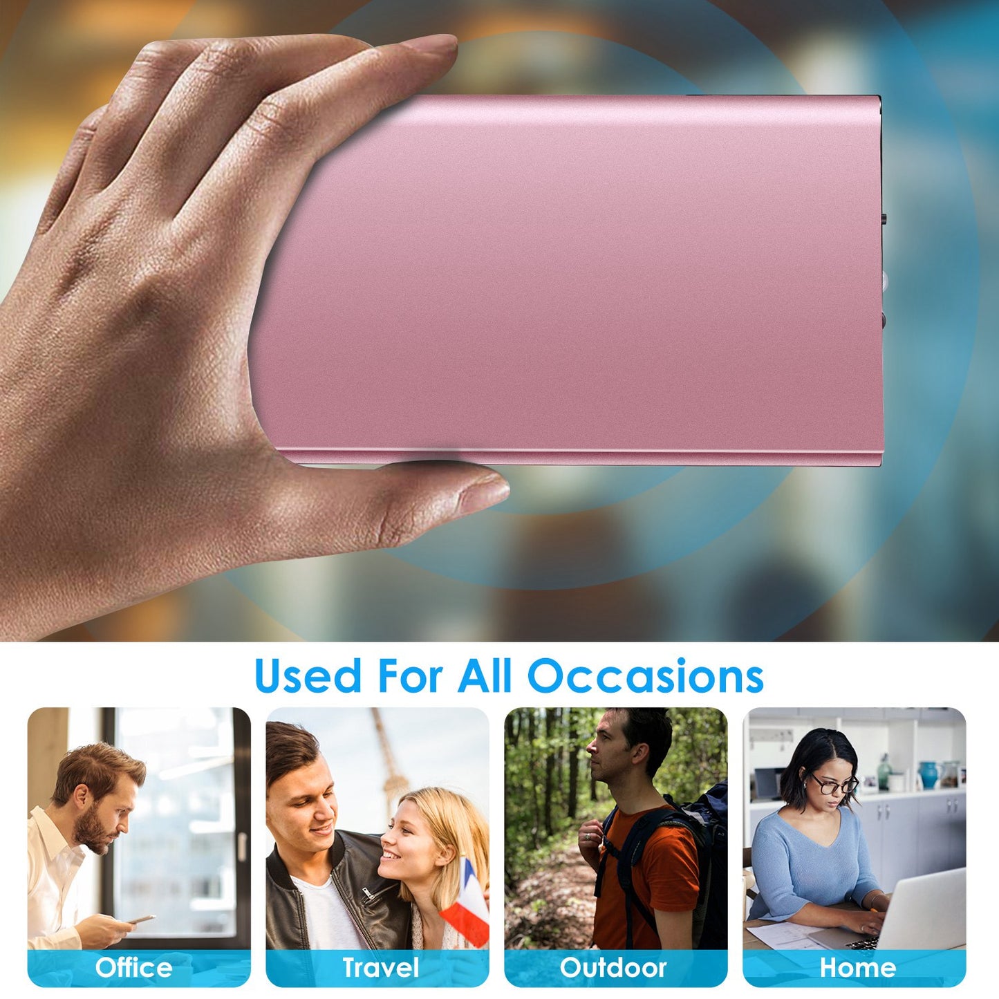 20000mAh Power Bank Ultra-thin External Battery Pack Phone Charger Dual USB Ports