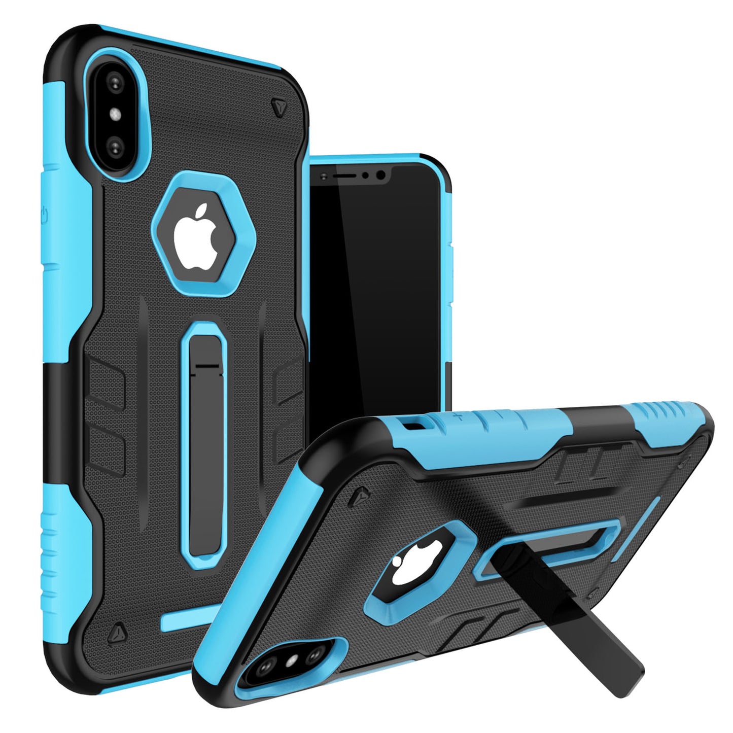 Rugged Phone Case for iPhone X Drop-protection Phone Case with Kickstand Heavy Duty Dual Layers Phone Protective Cover