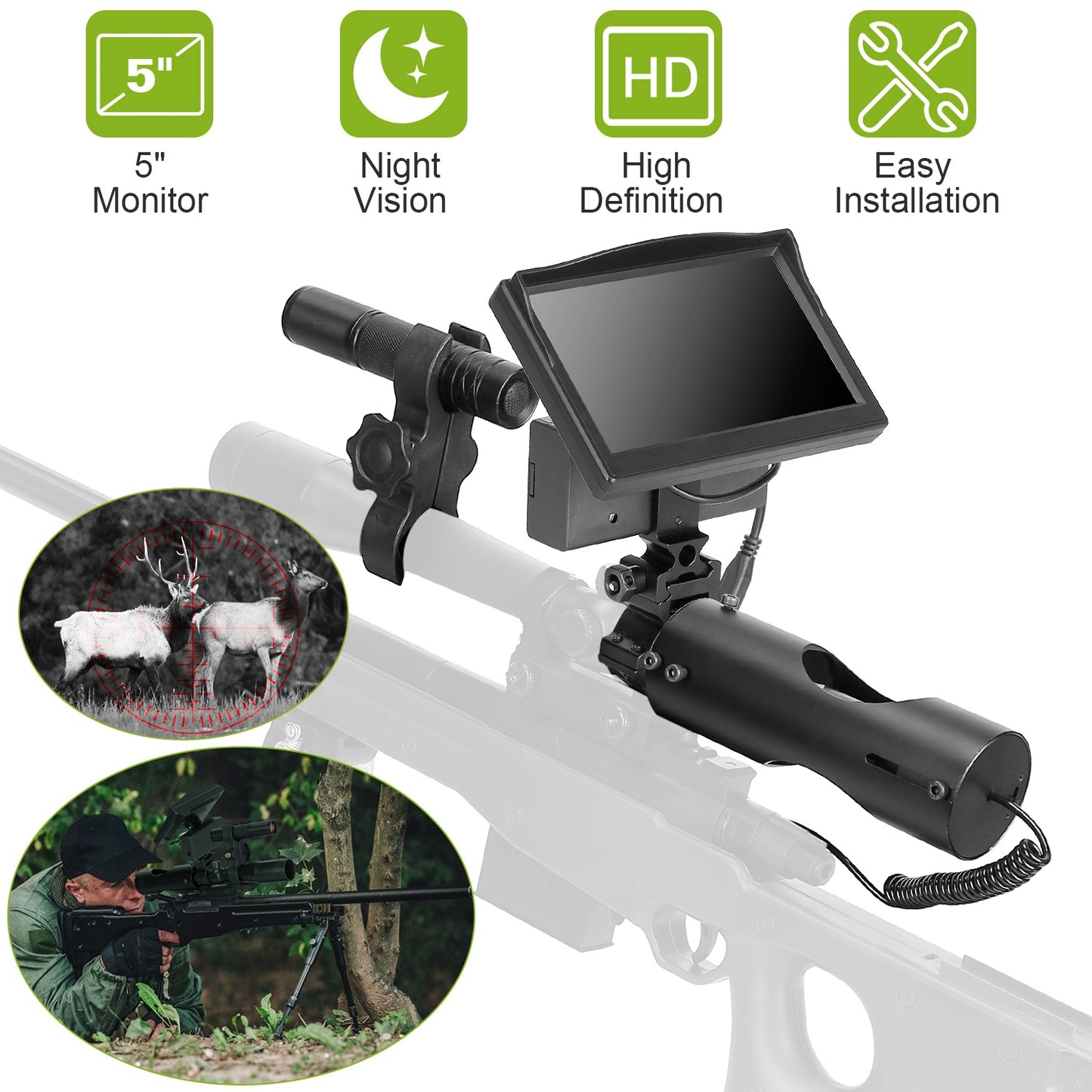 Night Vision Scope Digital Camera Infrared Rifle Scope 850nm Hunting Scope System w/ IR Torch System 5Ó Monitor