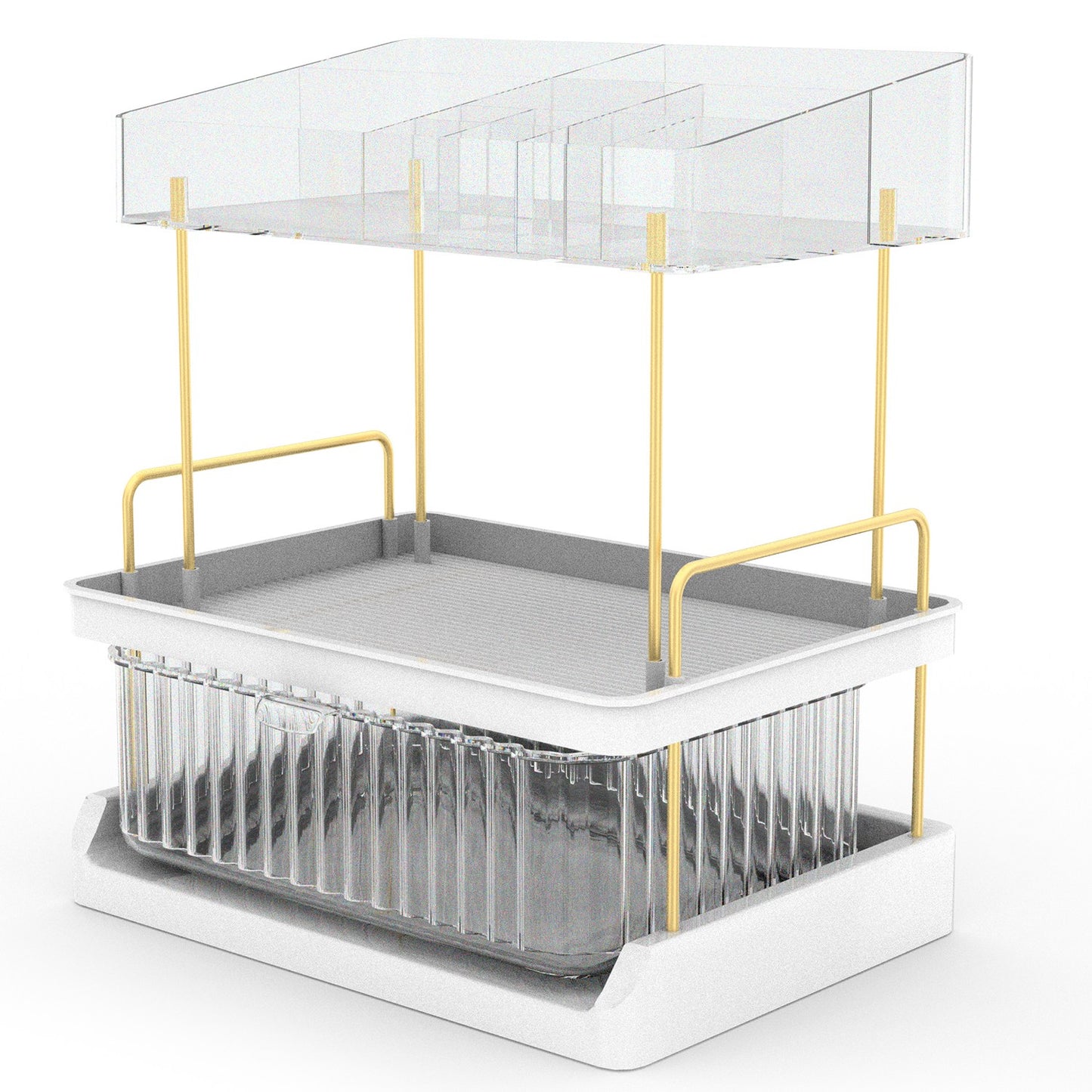 3 Tier Makeup Organizer for Vanity Large Capacity Skincare Shelf Bathroom Countertop Organizer with Drawer for Lipsticks Lotion Toner Perfumer Masks