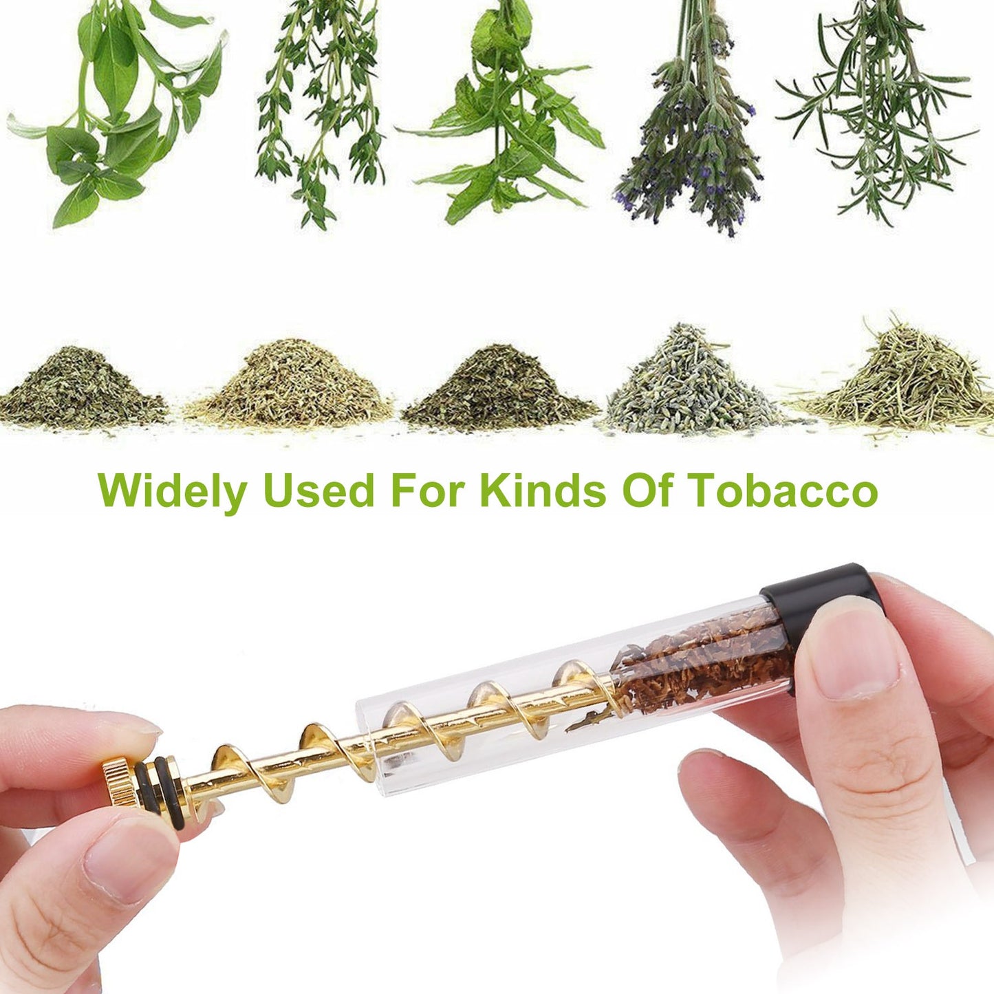 Glass Blunt Pipe Twisty 7-in-1 Grinder Blunt Kit w/ Smoking Metal Tip Cleaning Brush