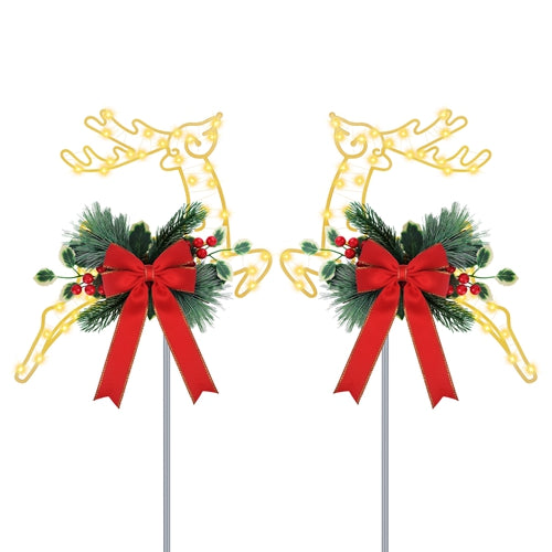 2-Pack LED Christmas Reindeer Pathway Stake Lights – Battery Powered