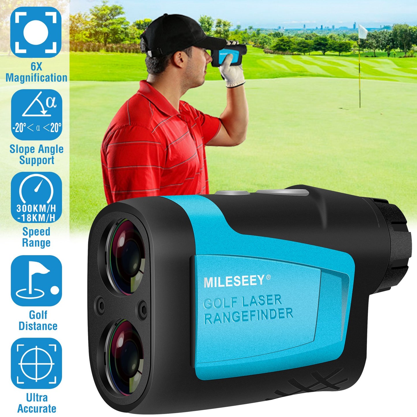 MiLESEEY Professional Precision Laser Golf Rangefinder 600m/656Yard 6X Magnification Distance Angle Speed Measurement For Golf Hunting