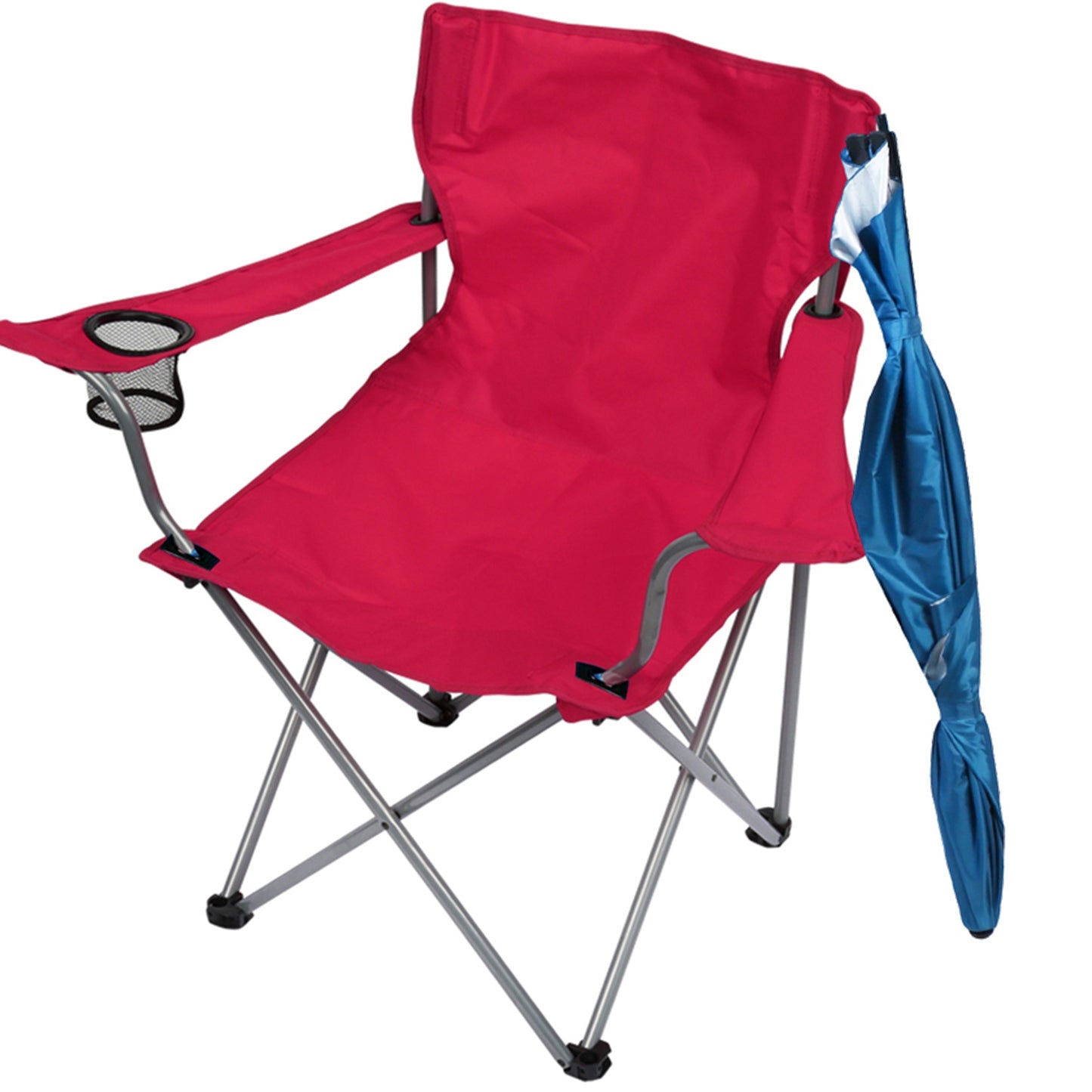 Foldable Beach Chair with Detachable Umbrella Armrest Adjustable Canopy Stool with Cup Holder Carry Bag for Camping Poolside Travel Picnic Lawn Chair