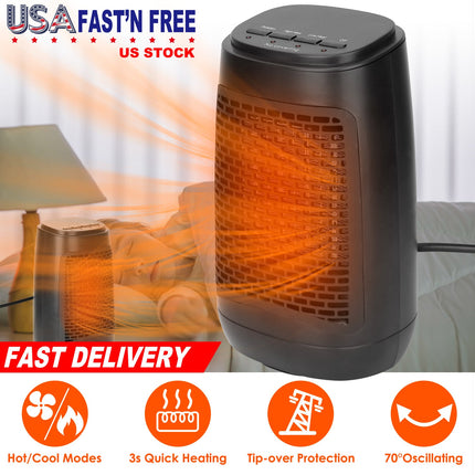 1500W Ceramic Space Heater with Oscillation & Tip-Over Protection