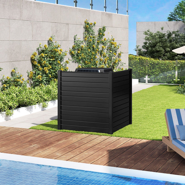 Freestanding 48 x 48 Inch Air Conditioner Fence with Metal Ground Stakes