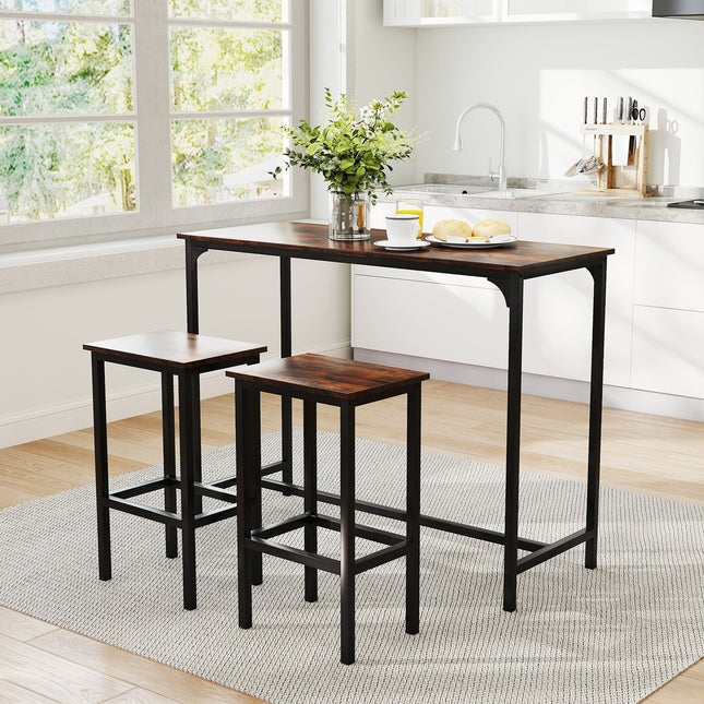 Industrial 3-Piece 47.5" Counter-Height Dining Table and 2 Bar Stools