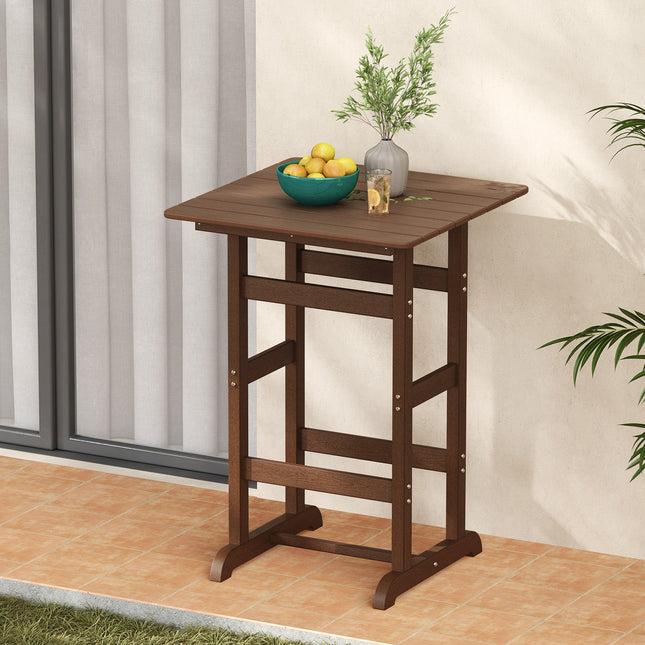 30 Inch Square Bar Table Dining Table with Slatted Tabletop for Poolside