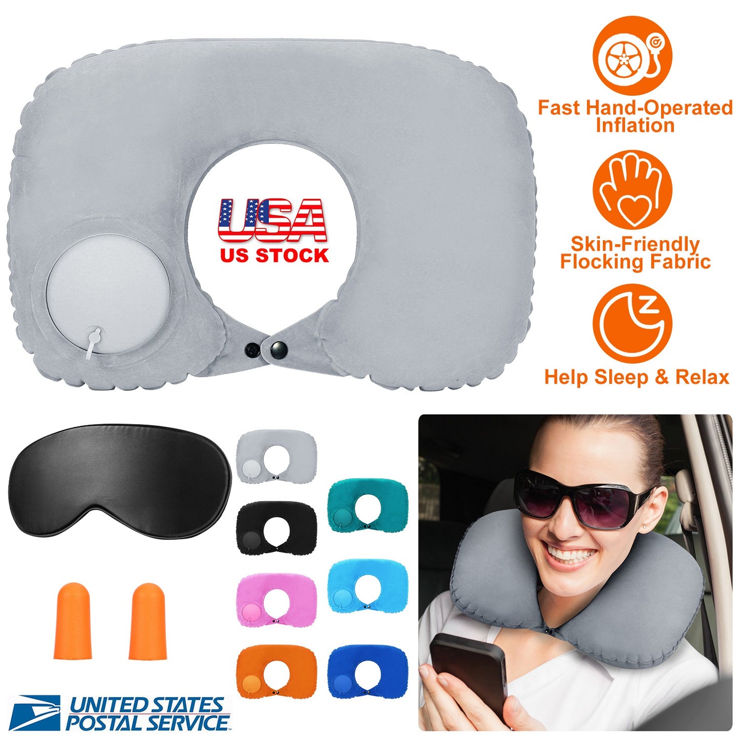 Travel Pillow Inflatable U Shape Neck Pillow Neck Support Head Rest Office Nap Car Airplane Cushion