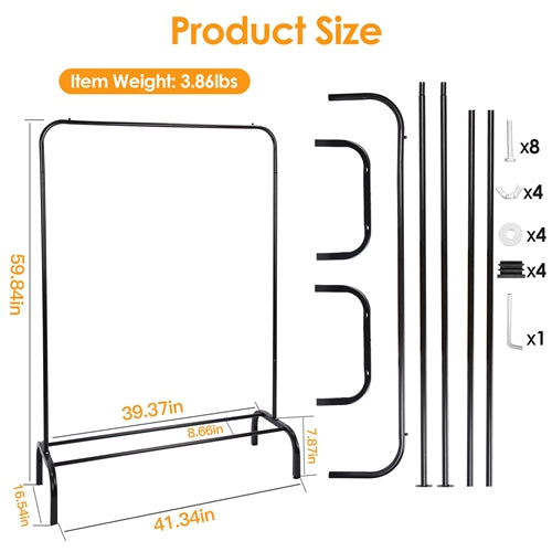33lbs Loading Garment Racks Freestanding Clothing Racks Clothes Rack Stands Organizer with Bottom Shelf for Dormitory Home
