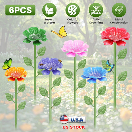 Metal Bee Watering Stations with Anti-Drowning Design (6-Pack)