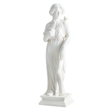 31.5 Inch Outdoor Greek Goddess Statue with Antique Finish and Column Base