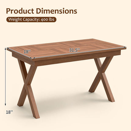 Teak Wood Outdoor Coffee Table 31.5" with Slatted Top