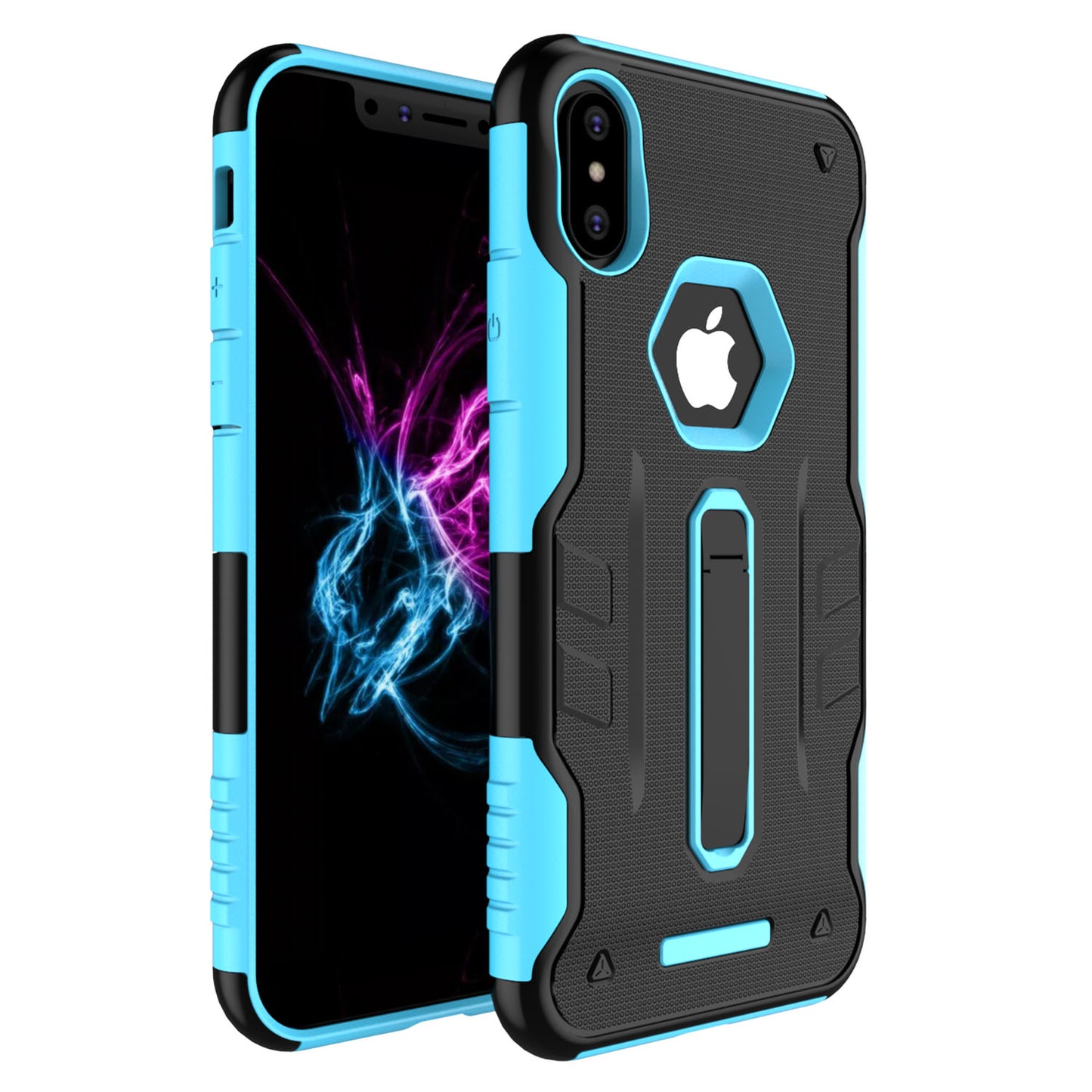 Rugged Phone Case for iPhone X Drop-protection Phone Case with Kickstand Heavy Duty Dual Layers Phone Protective Cover