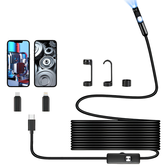 1920P HD Endoscope Camera – IP67, Dual Lens, 16.4ft Snake Cable, LED, App Control