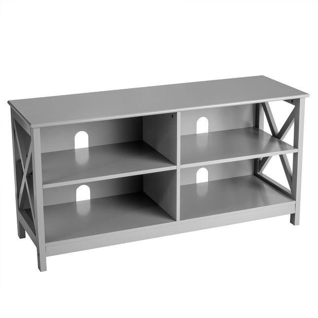 Wooden TV Stand Entertainment for TVs up to 55 Inch with X-Shaped Frame