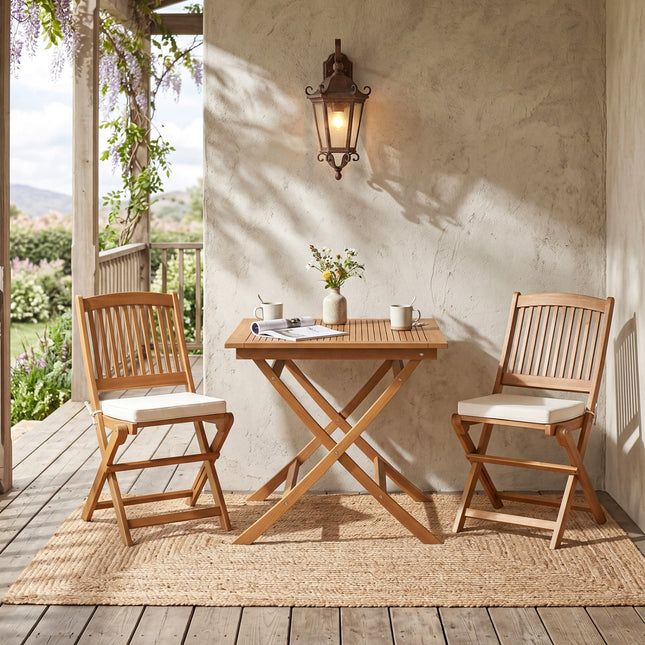 32-Inch Square Teak Wood Patio Dining Table for 4