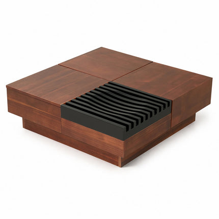32" Square Coffee Table with Storage Tray and Hidden Compartments