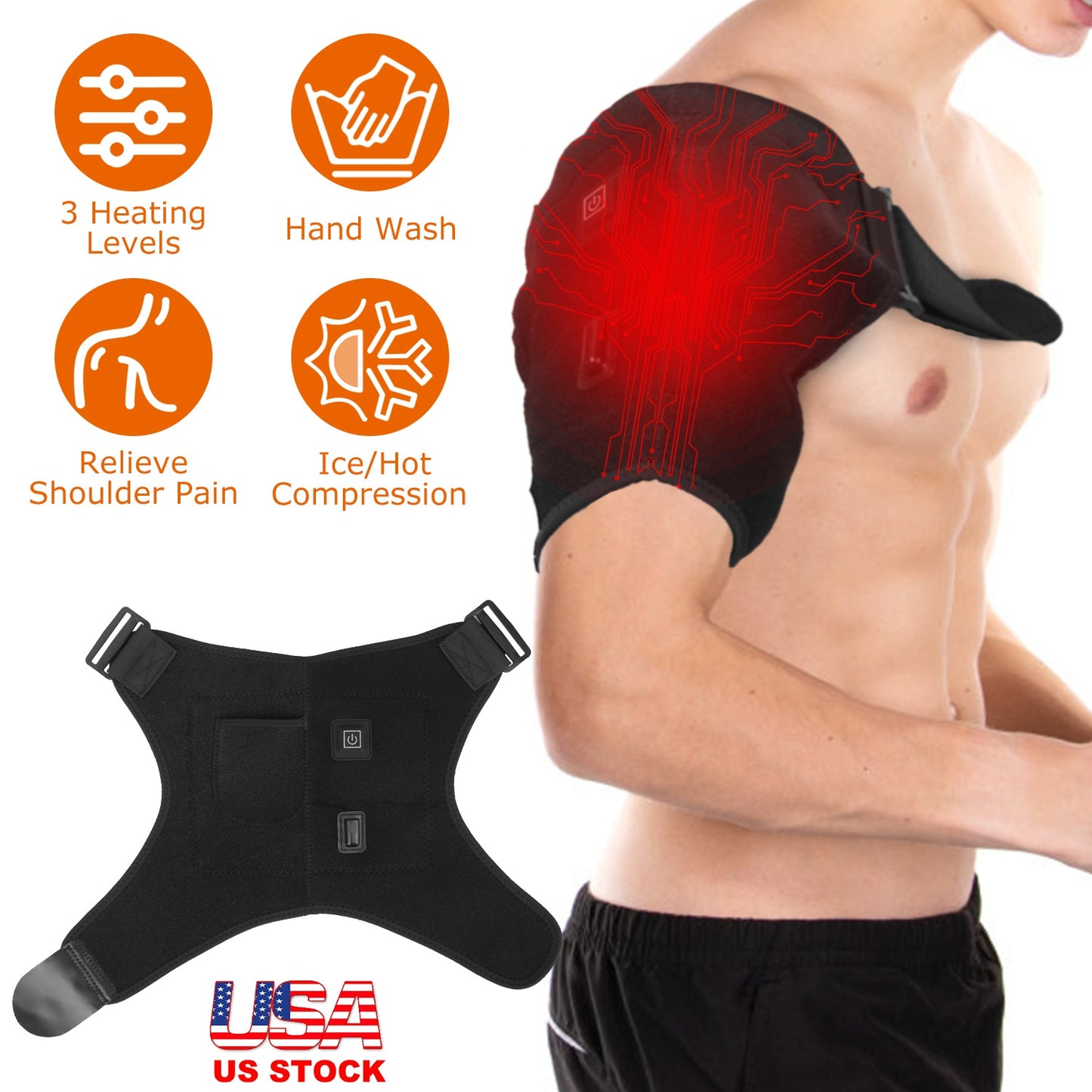 Heated Shoulder Brace Electric Heating Pad TherapyÊShoulder Heating Wrap Compression Sleeve for Shoulder Pain Muscle StiffnessÊBursitis Tendonitis