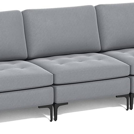 3-Seat Modular Sofa with Storage Pocket and Metal Legs