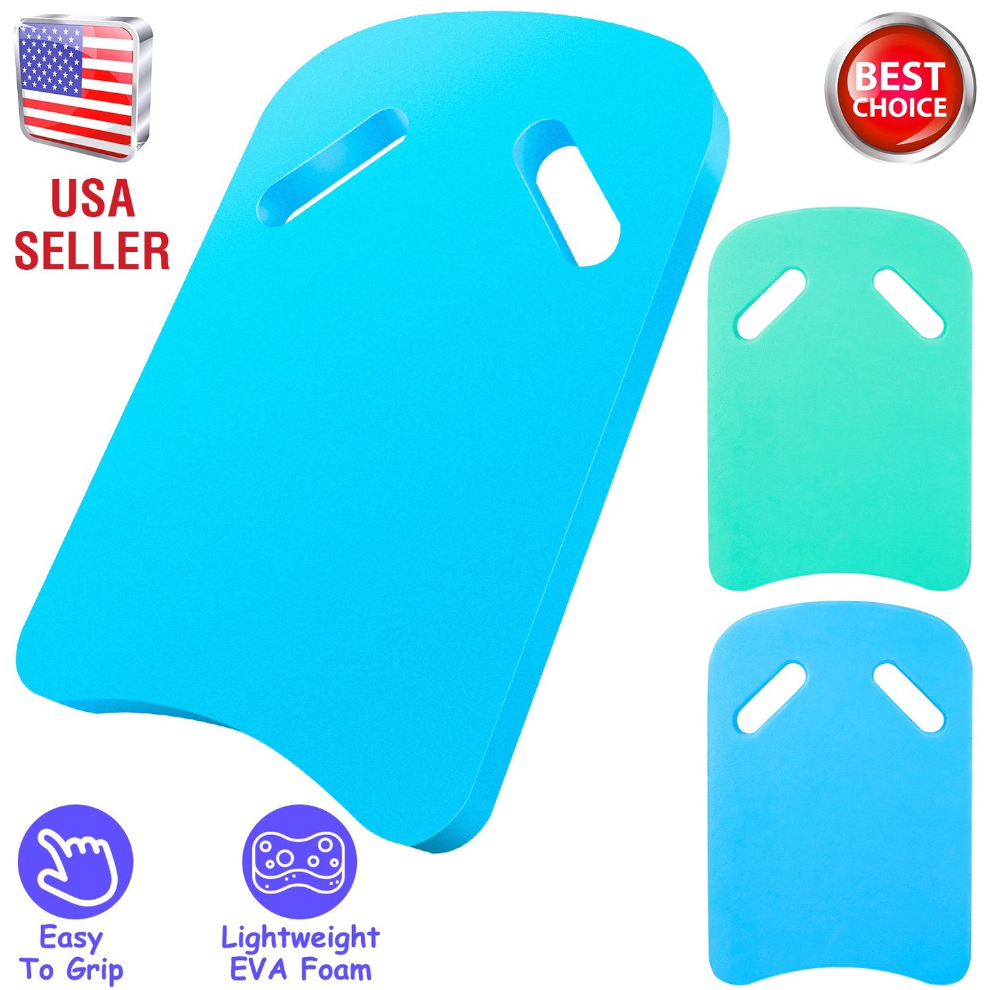 Swimming Kickboard EVA Foam Floating Swim Aid Kick Board U Design Water Training Board with Integrated Hole Handle for Adults Kids Beginners