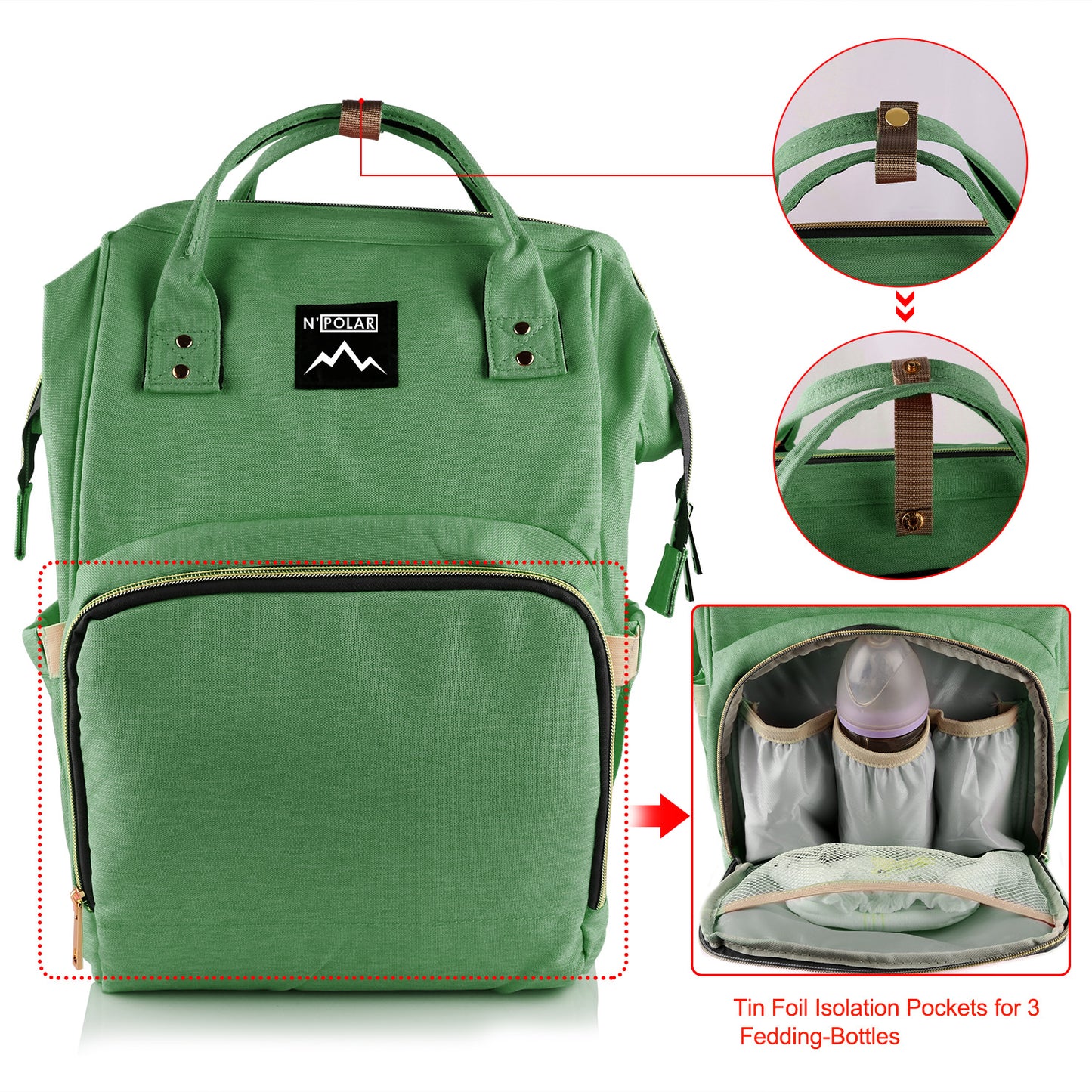 Mummy Diaper Bag Backpack Water-Resistant Large Capacity Travel Nappy Backpack Baby Nursing Handbag for Mom Dad Baby Care