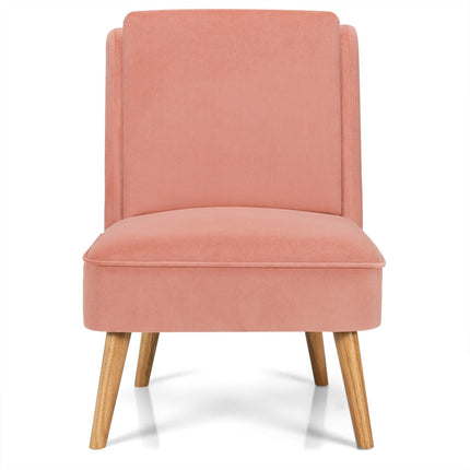Velvet Accent Armless Side Chair with Rubber Wood Legs for Bedroom