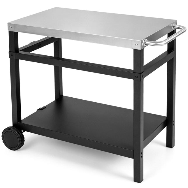 Double-Shelf Grill Table 34" x 20" with Steel Top