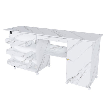 57.5" Foldable Sewing Machine Table with Storage & Casters