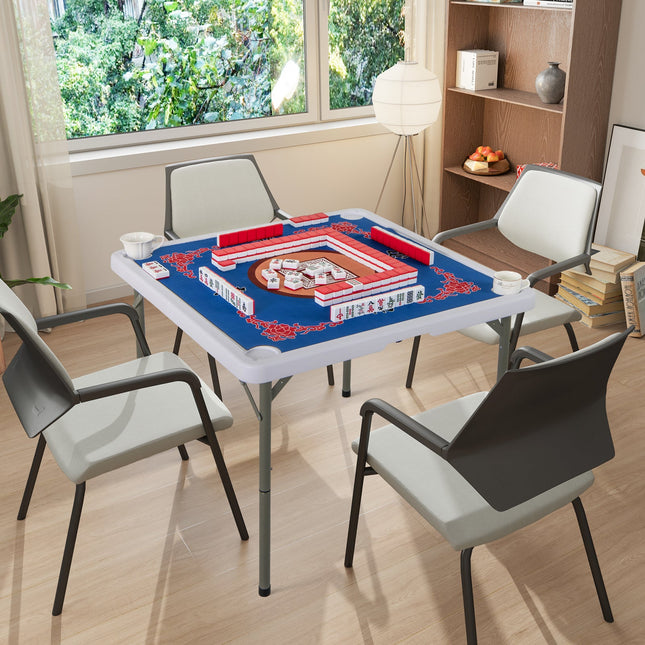 35 Inch 4 Player Game Card Folding Mahjong Table with Cup Holders