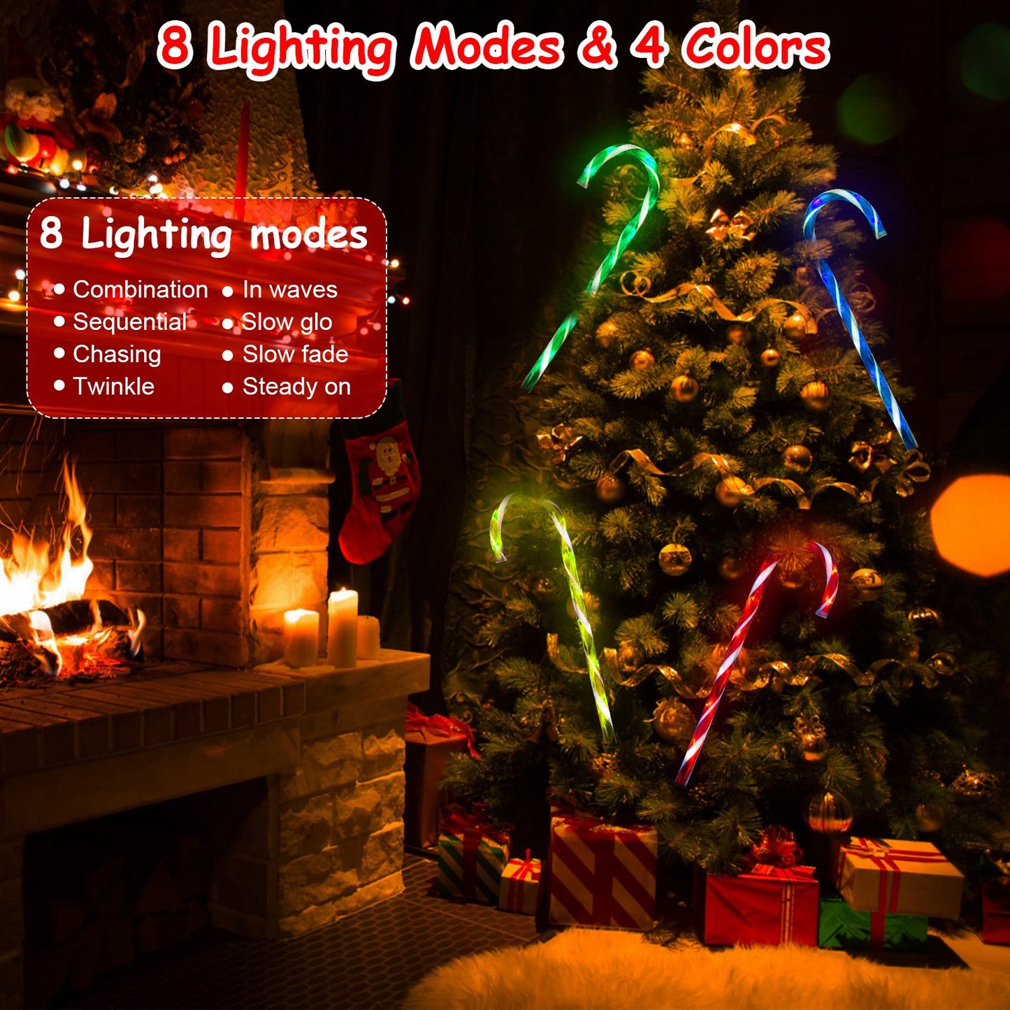 Solar Christmas Candy Cane Light IP55 Waterproof Stake Light Lamp for Patio Yard Garden Pathway Outdoor Christmas Decorative Light