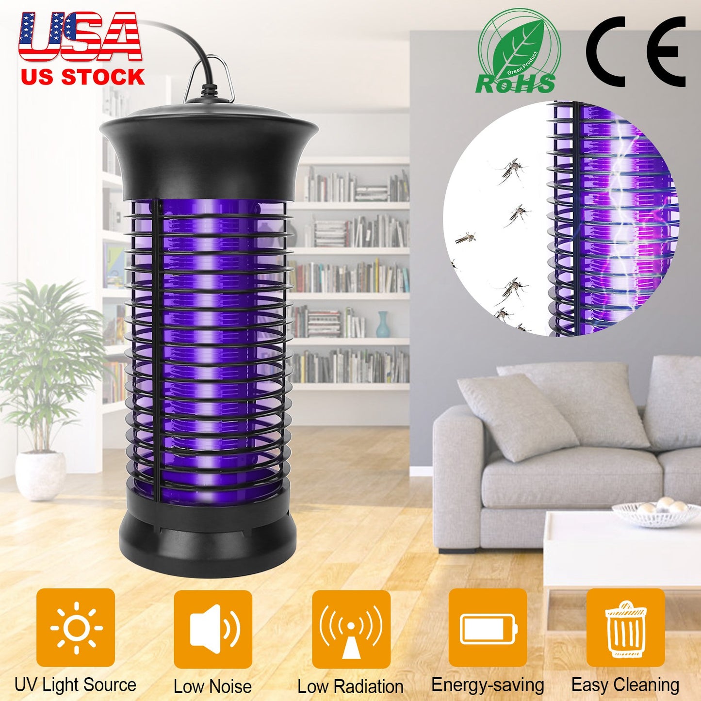Electric Bug Zapper Mosquito Killer UV Light Flying Zapper Insect Killer Lamps Pest Fly Trap Catcher Odorless Noiseless