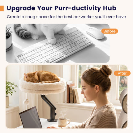 Cat Desk Bed with 360° Rotating Perch and Clamp Mount