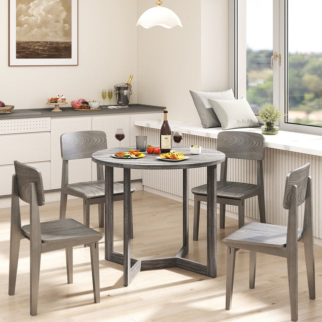 36 Inch Round Wood Dining Table for 2-4 People with Wing-shaped Pedestal Base
