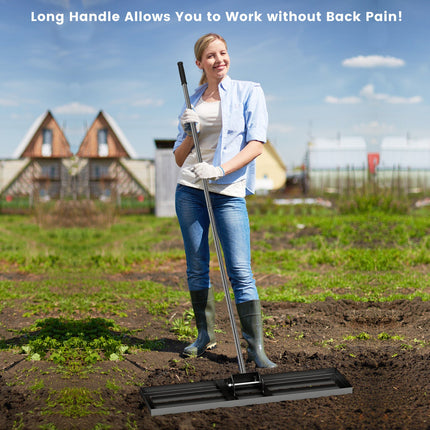36 x 10 Inch Lawn Leveling Rake with Ergonomic Handle