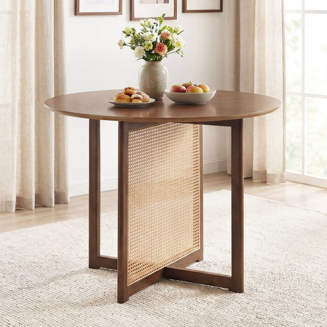37.5 Inch Round Dining Table with Cross Pedestal Base